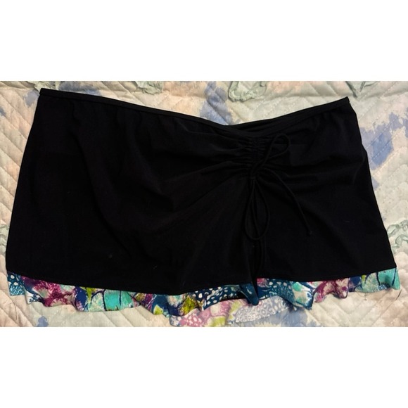 Profile by Gottex Black Ruffle Trim Skirt Skort Swimsuit Bottoms, Size 12‎ - Picture 1 of 4